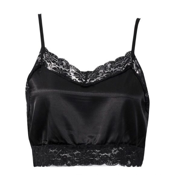 Black Satin Cami Tank Top - Picture 4 of 4